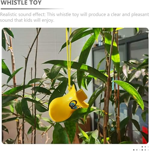 Miniatura 5 de SAFIGLE 10 silbatos de plástico con pico de pato, silbato de pato pequeño con cordón para regalos de fiesta de Navidad, rellenos divertidos de