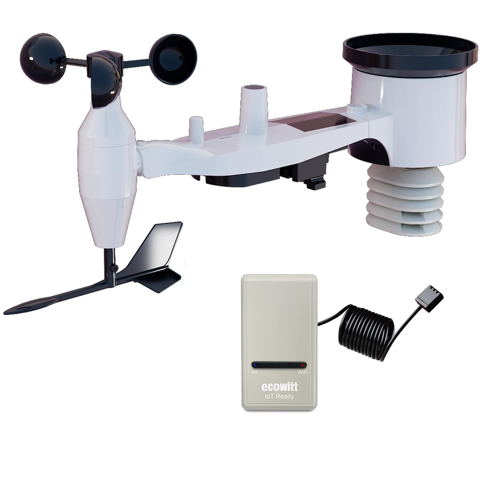 ECOWITT Estaciones Meteorológicas Wifi GW1201, 7 en 1 Unidad de Sensor Inalámbrico Exterior para el Hogar con Energía Solar WS69, 3 en 1 Nuevo Gateway Wifi Interior GW1200 GW1201:WS69+GW1200 Gateway