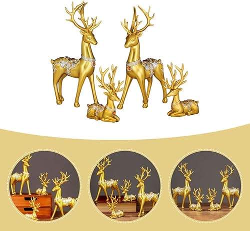 Miniatura 6 de Angoily Figuras de reno de Navidad doradas, juego de 4 piezas de estilo nórdico moderno, decoración de reno de Navidad para interiores, alce de