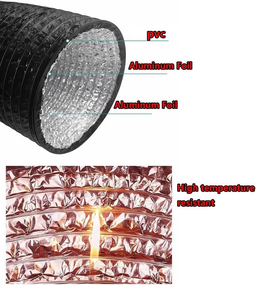 6ft Dryer Vent Hose Flexible Aluminum Foil Exhaust Fan Duct Hosing 6" 8" 10" 12" 16" Heat Resistant Air Ducting For Range Hood Blower Greenhouse(40cmx 3m(16" x 10ft))