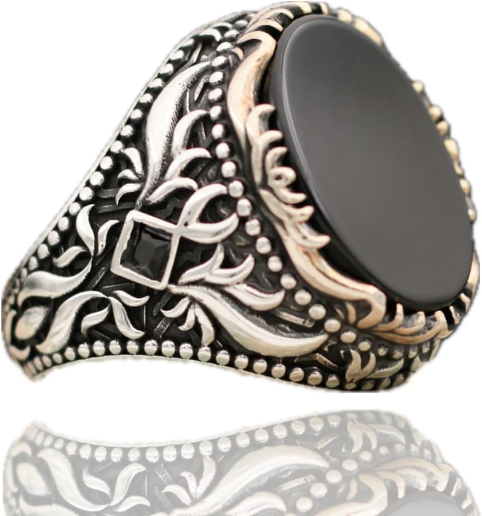 Black Onyx Ring For Men, Silver Ring With Stone For Men, Black Stone Ring For Men, Turkish Silver Ring, Onyx Stone Ring