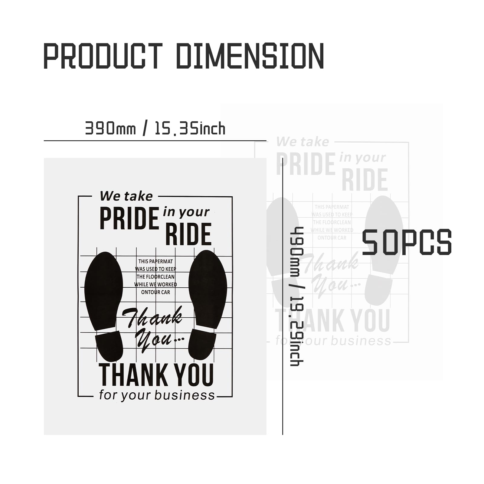 50PCS Paper Floor Mats for Cars Thickened 19 29x15 35 Disposable Floor Mats for Cars Avoid Soiled Mat — view 2