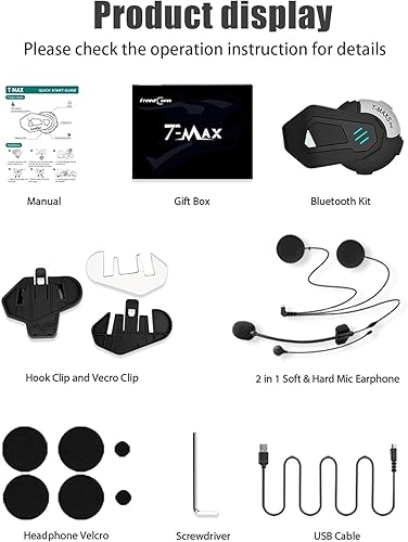 Miniatura 8 de FreedConn Auriculares Bluetooth para motocicleta T-MAXS Pro Sistemas de comunicación de motocicleta 6 riders 1000M grupo casco intercomunicador con