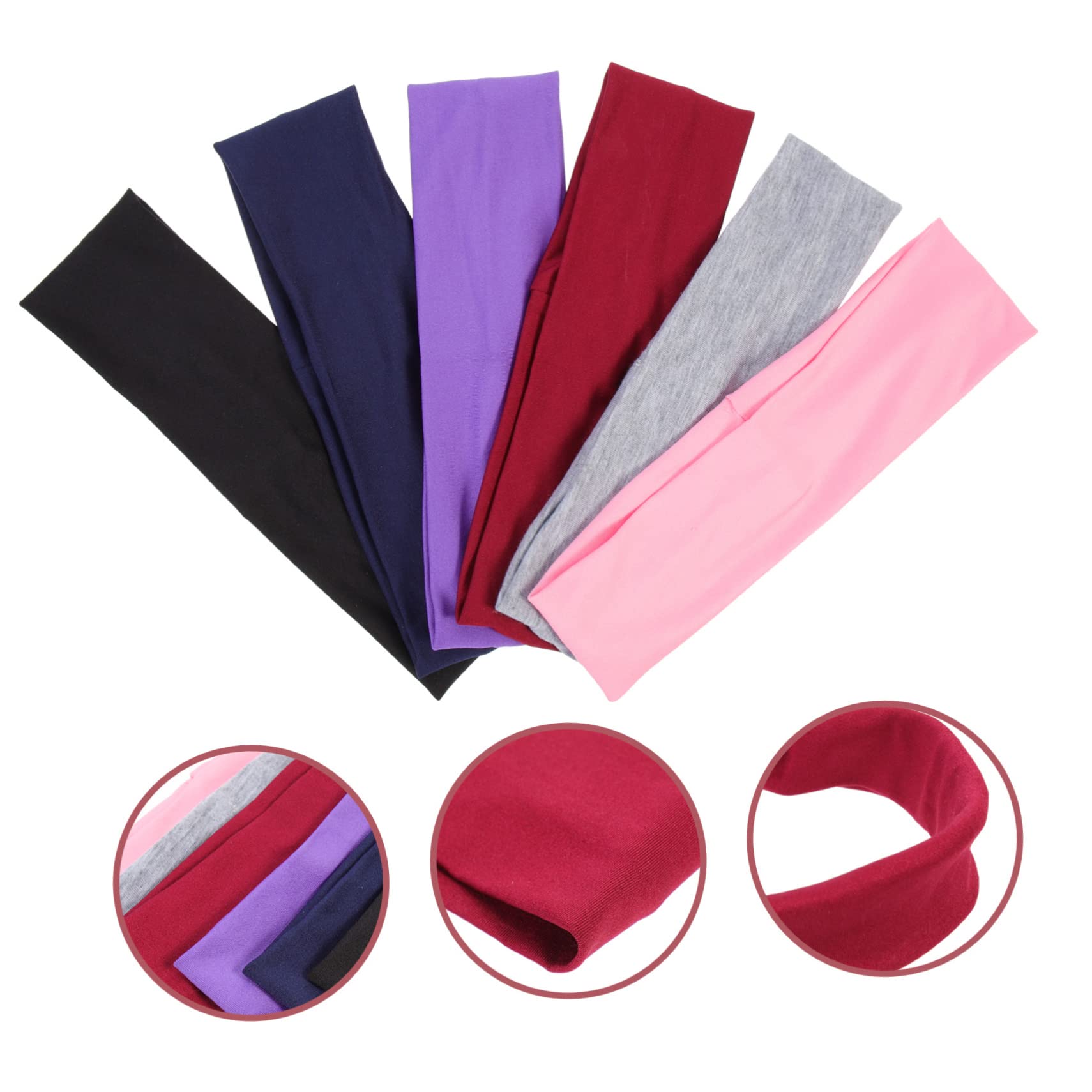 TOYANDONA Diadema Antideslizante Para Yoga Y Correr De Oscuro Banda De Sudor Elástica Y Transpirable Para Mujer Y Niña 6 Piezas X 4
