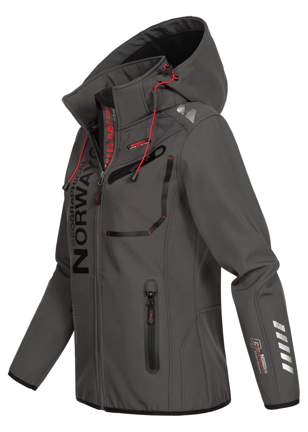 Geographical Norway Reine Lady Distribrands - Veste Softshell Femme Impermeable - Jacket À Capuche Outdoor - Blouson Coupe Vent Resistant Hiver