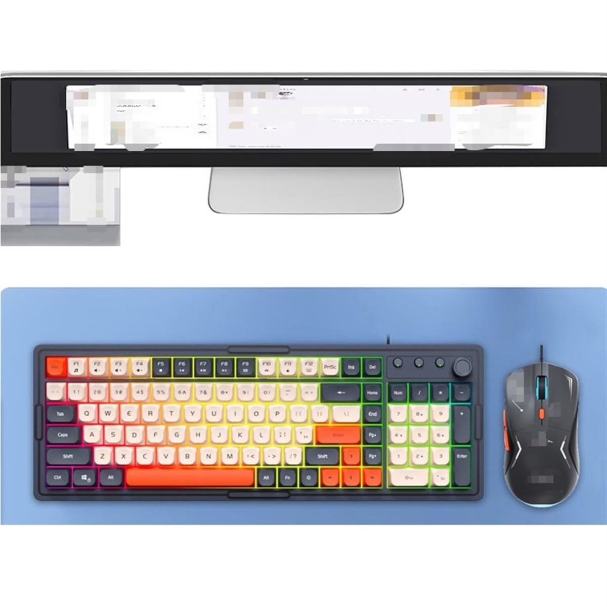 Klawiatura i Mysz do Gier, Zestaw Drutu Z Klawiaturą I Myszą Konstrukcje Odporne Na Zalanie Ergonomiczna Klawiatura Do Domowego Biura Wodoszczelna Klawiatura i Mysz(Multi-colored)