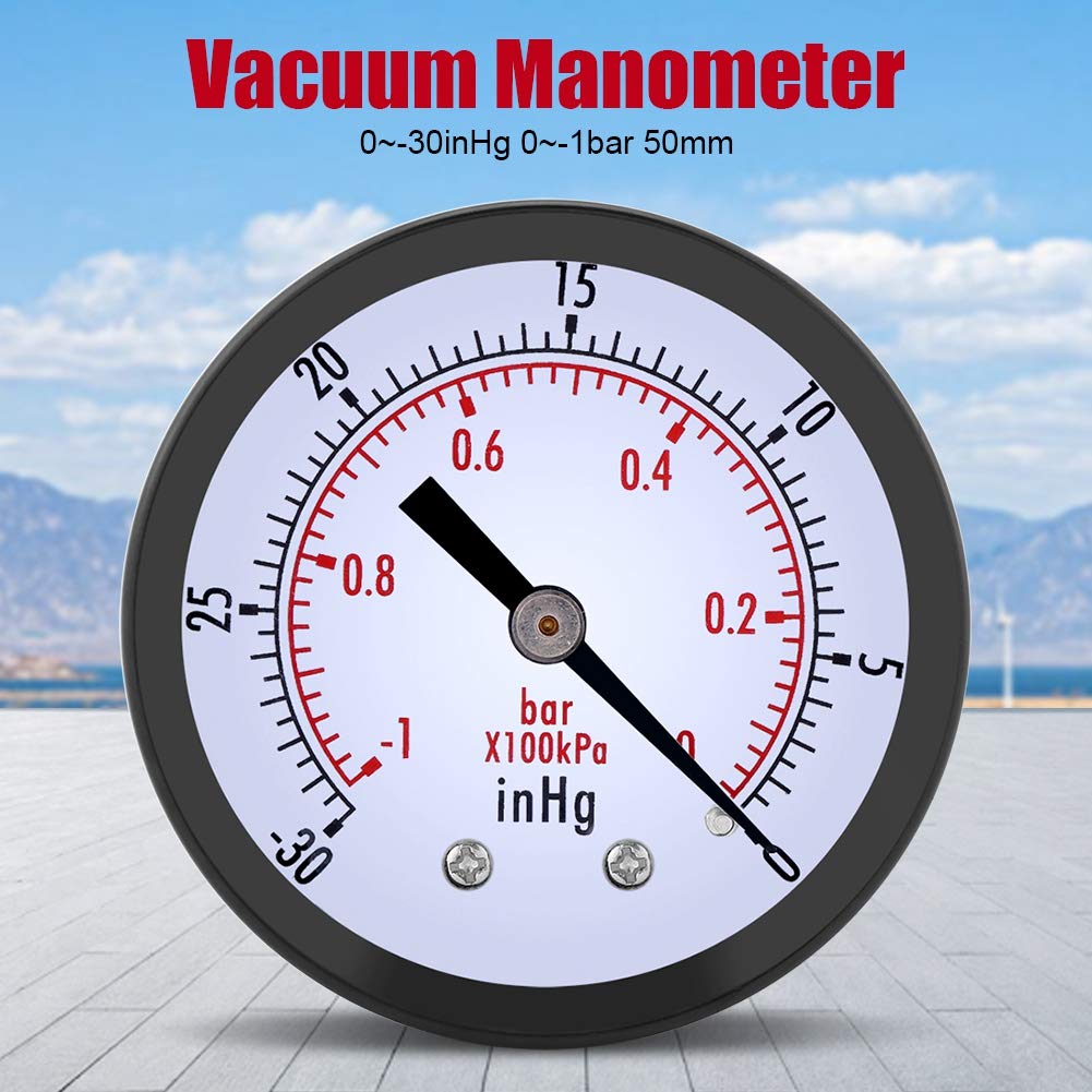 Vacuum Gauge, 1/8 BSPT Vacuum Gauge Air Vacuum Oil Gauge Air Gauge Oil Vacuum Gauge For Air Water Oil