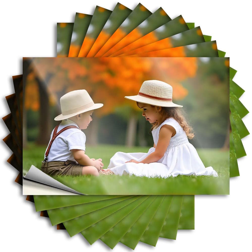 Fzfn Colour Fun, Tattoos Long Garage Two Children In White Hats Sitting On Grass. | Spring Waterproof Vinyl Stickers(8X12cm)