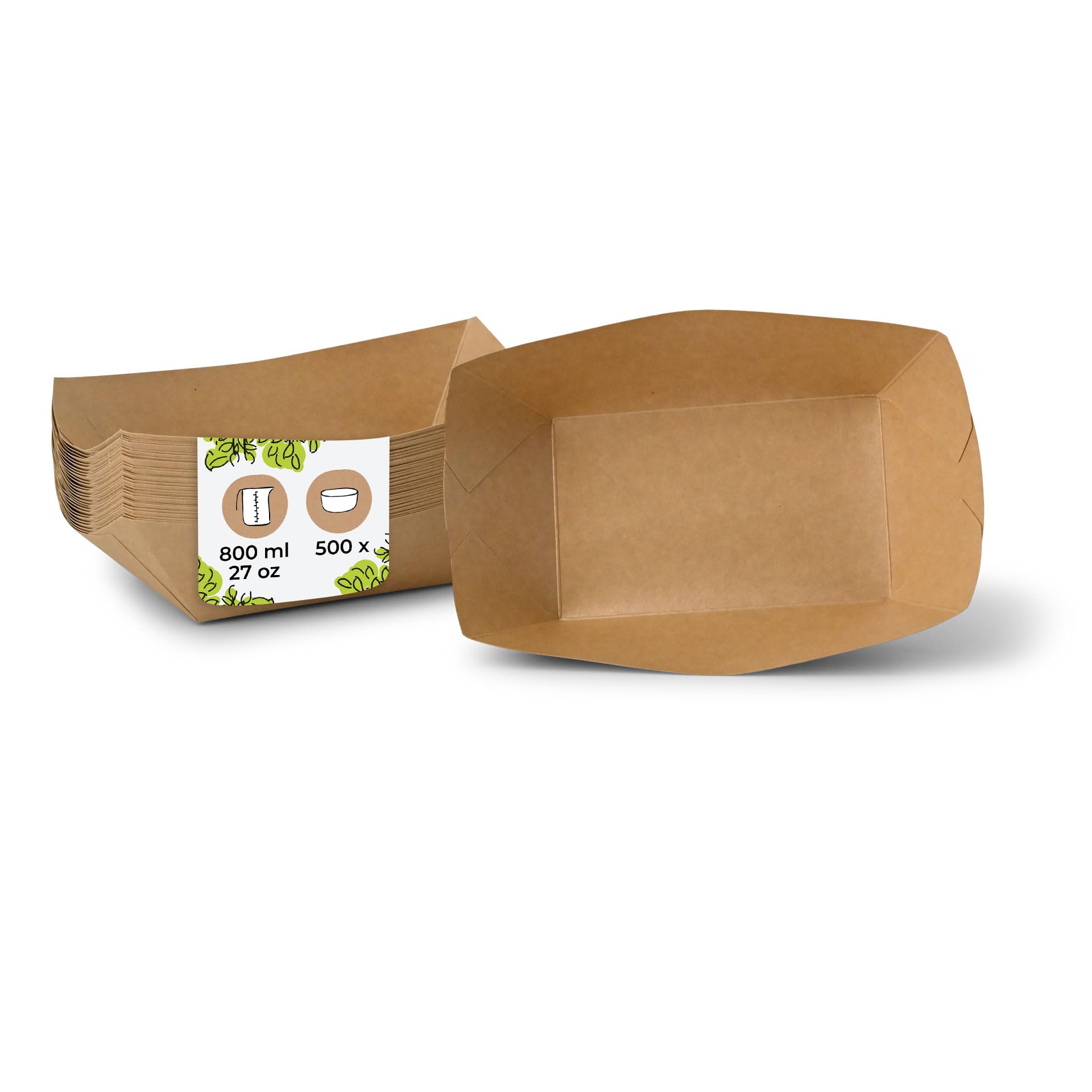 BIOZOYG Jednorazowe miseczki z kartonu typu kraftowego, z powłoką ekologiczną, naczynia jednorazowe, biodegradowalne, miseczki do serwowania, miseczki do dipów, 800 ml, 500 sztuk