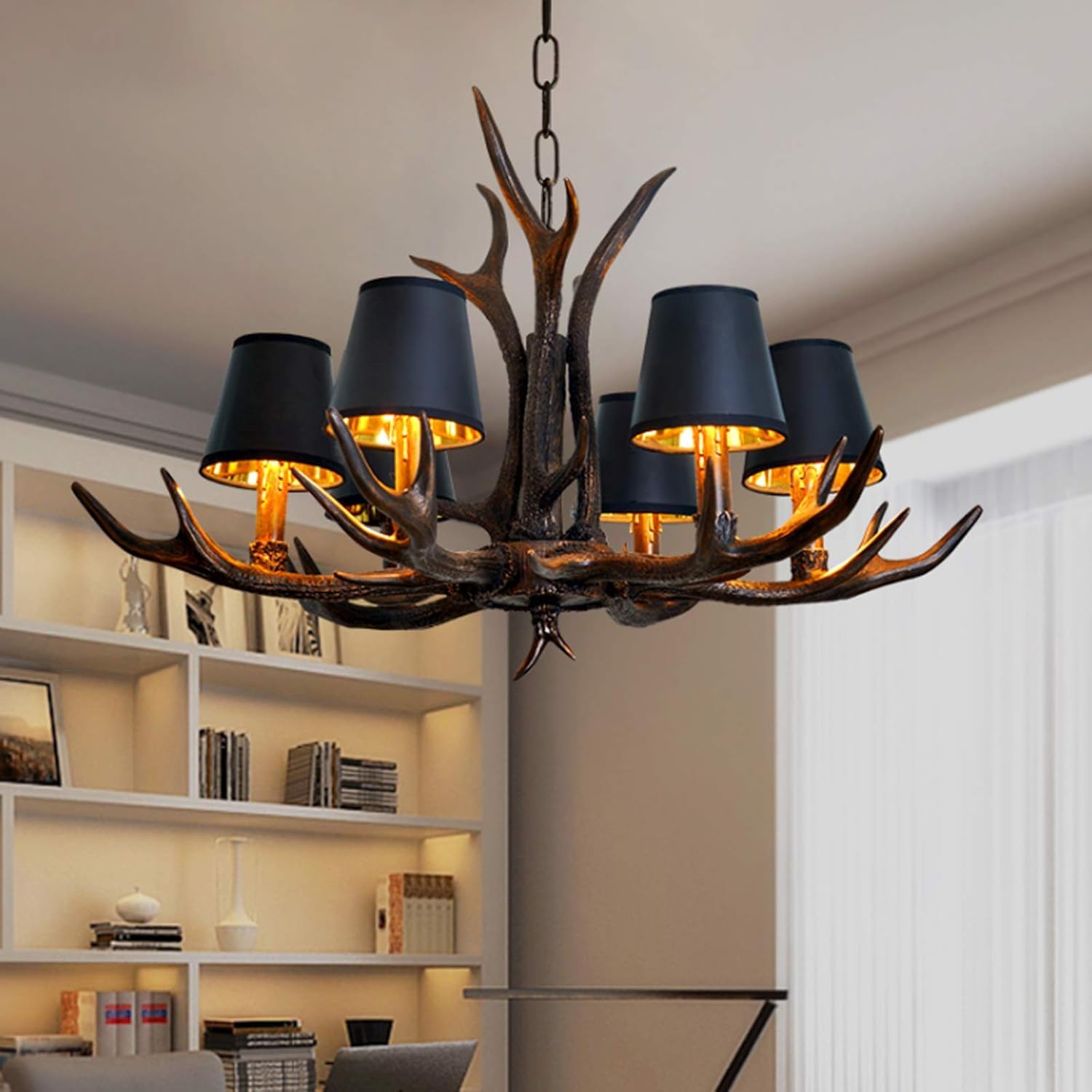 Lustre industriel fer forgé et tissu haut de gamme hauteur réglable