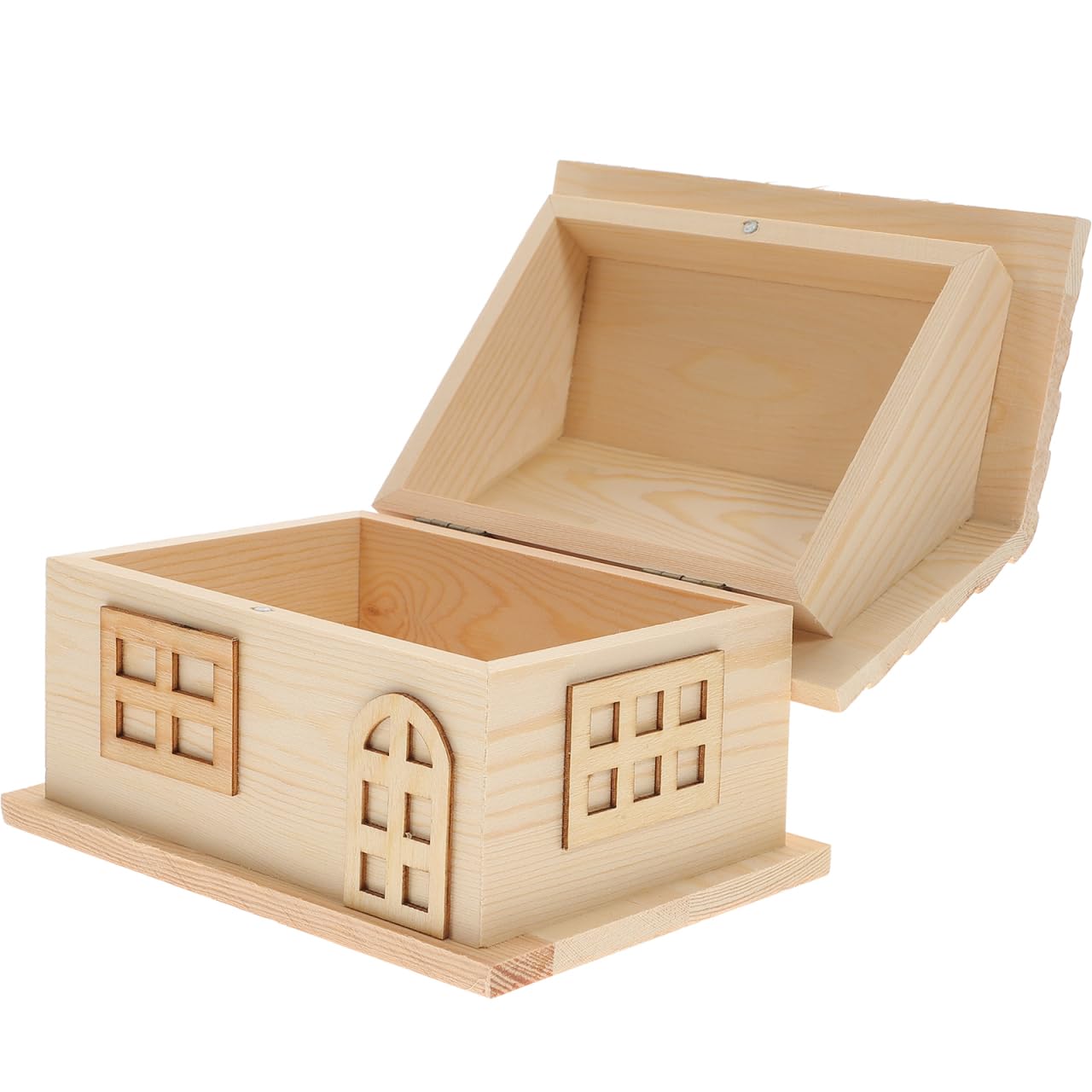 Toyvian Pine Storage Box House-Shaped Wooden Desktop Organiser for Pens Pencils Phones Jewellery and Small Items Lightweight Storage Holder for Home Office Bedroom Decor 6.50 X 5.43 X 4.53 in