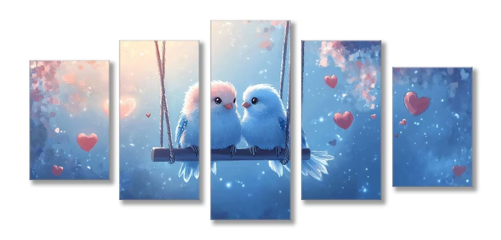 Amar Diamond Painting 5 sztuk Kompletny zestaw, zestaw do malowania diamentowego ptaka dla dorosłych, 5D DIY Haft krzyżykowy Rysunki z diamentami, dekoracja ścienna 150x75cm C-41