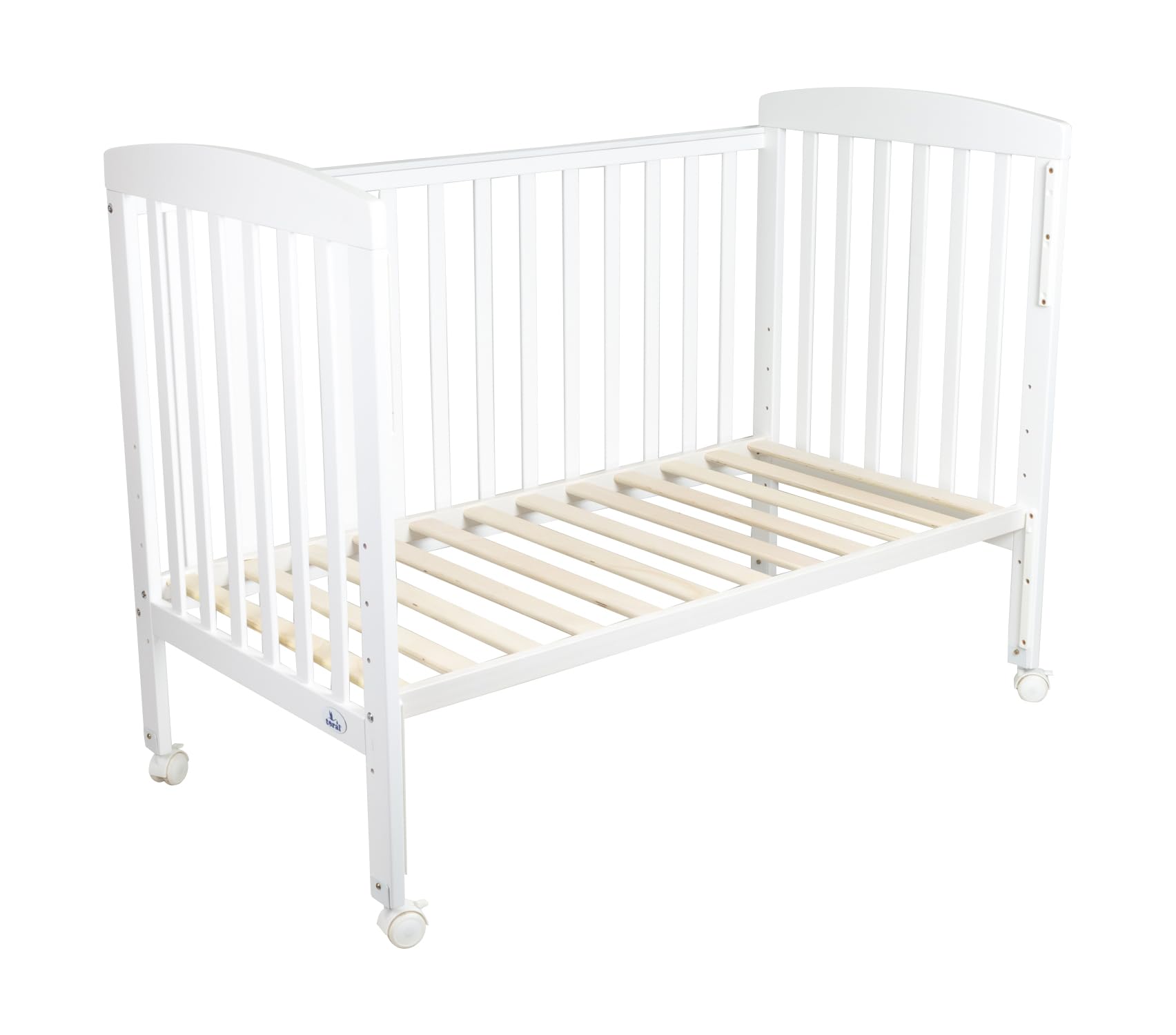 TORAL Cuna Bebe Madera Blanca. Cuna Colecho Bebe Modelo Verona. 3 Posiciones Lateral Deslizante y 5 Posiciones Somier. con Ruedas de Seguridad con Freno y Mordedor para Barandilla.