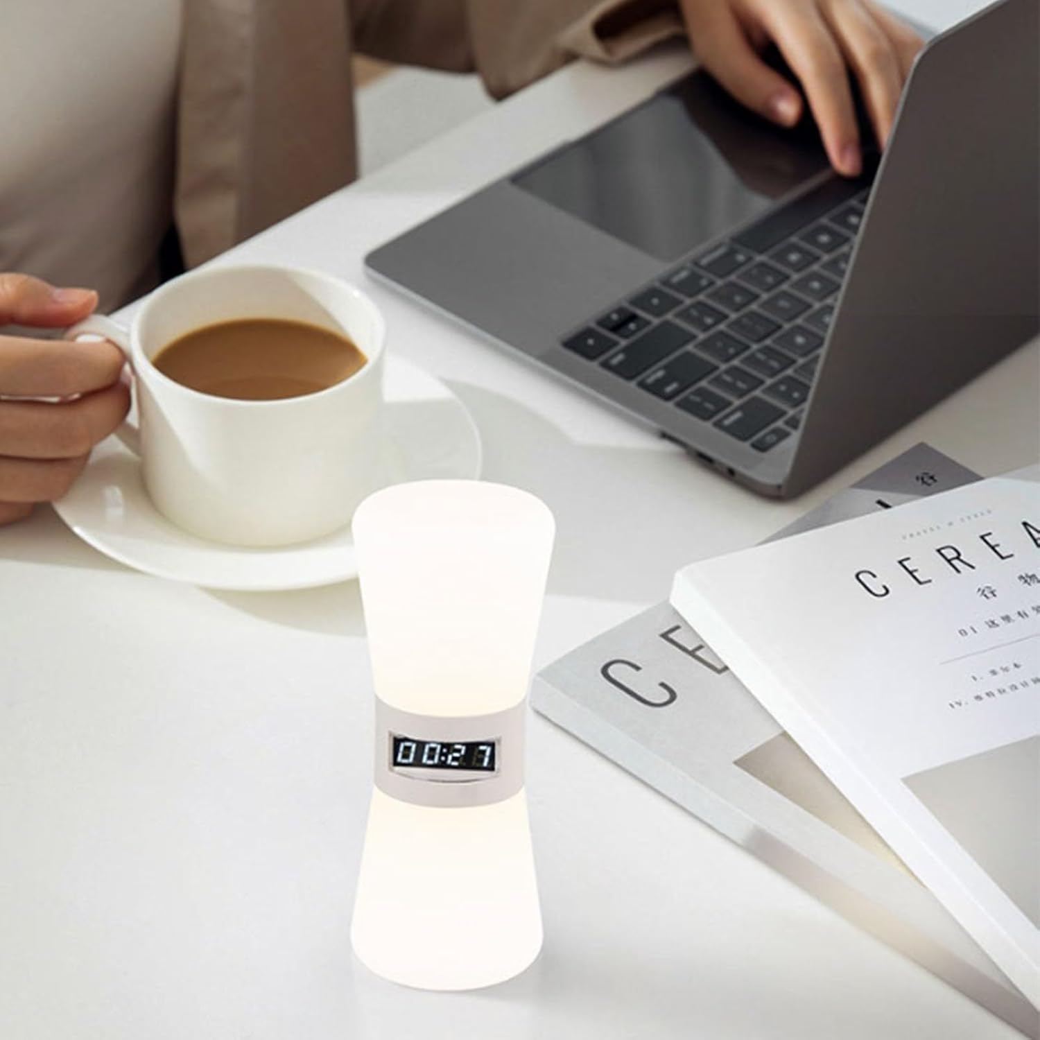 静かなデジタル砂時計タイマー 600mAh バッテリーキッチンオフィスアクセサリー時間管理デバイス LED ビジュアル砂時計