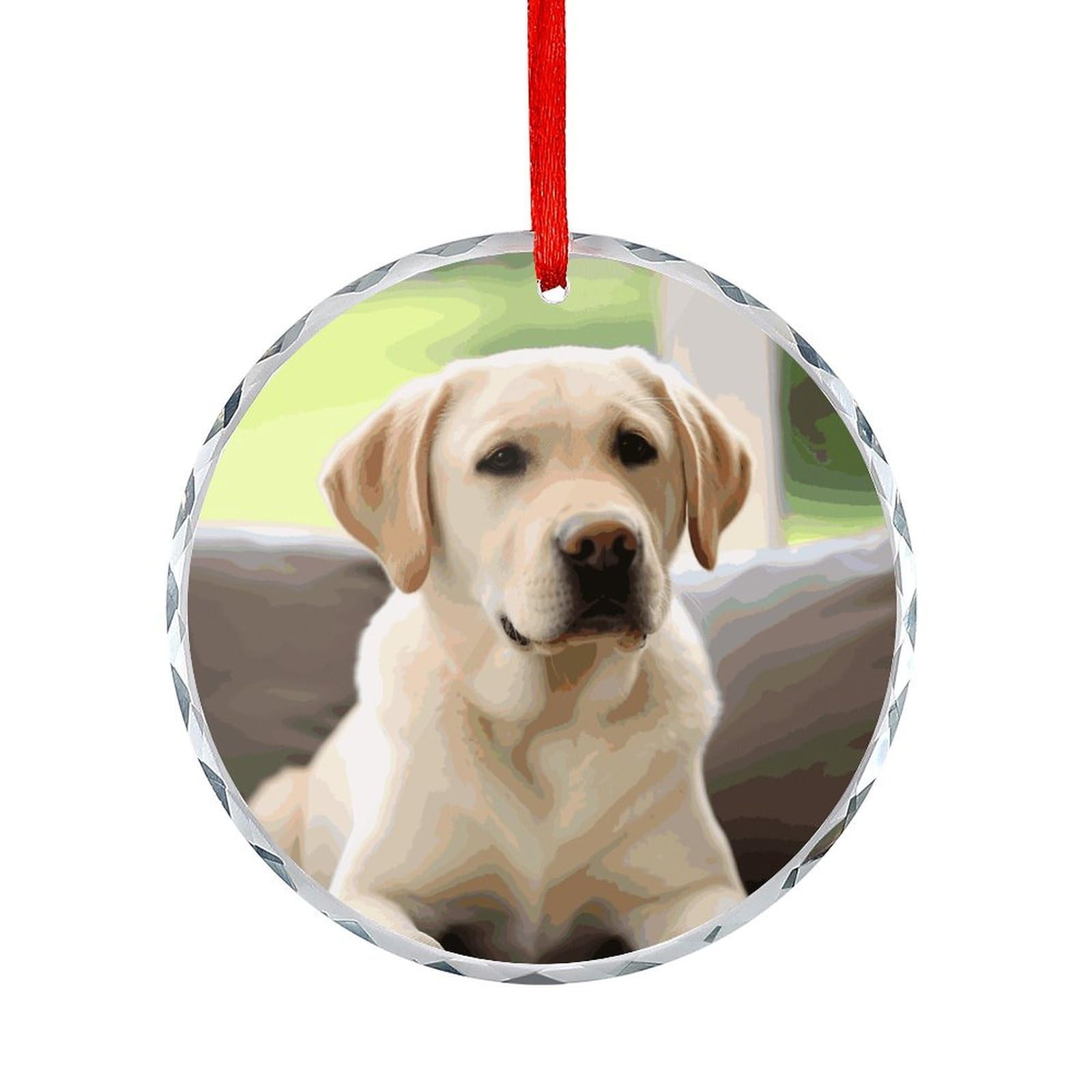 Btcowzrv Style Cute Labrador Dog Round Ornament Hanging Pendant Decor