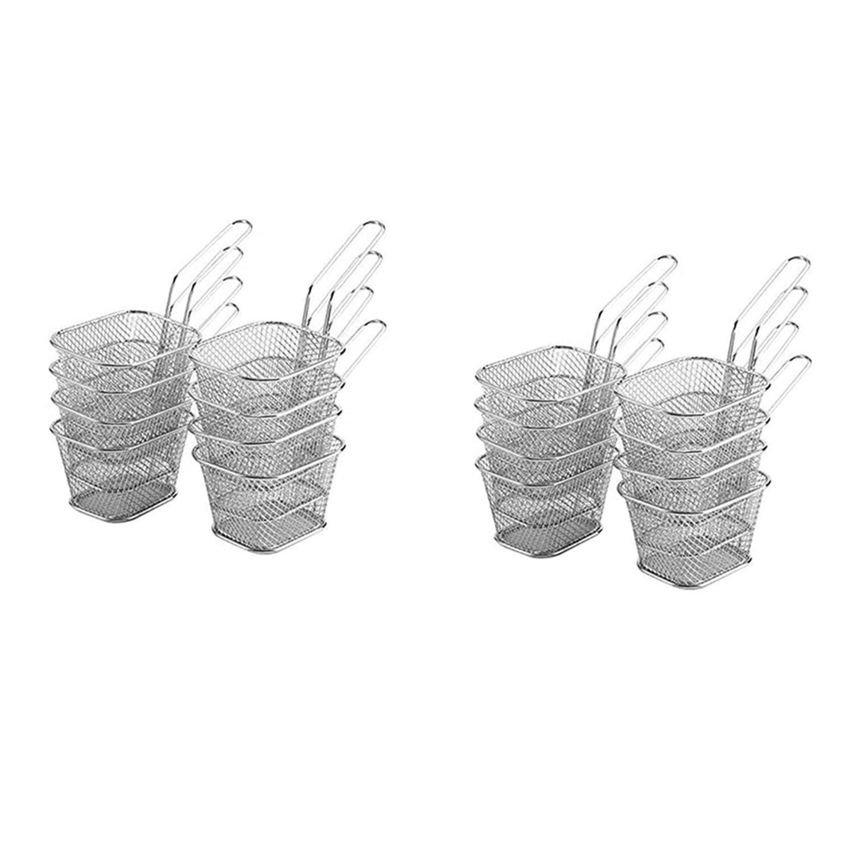 Hndhbfgrt 16X Mini Fry Baskets, Mesh Wire French Fries Chip Basket Net, Food Presentation Baskets French Fry Holder for Kitchen D