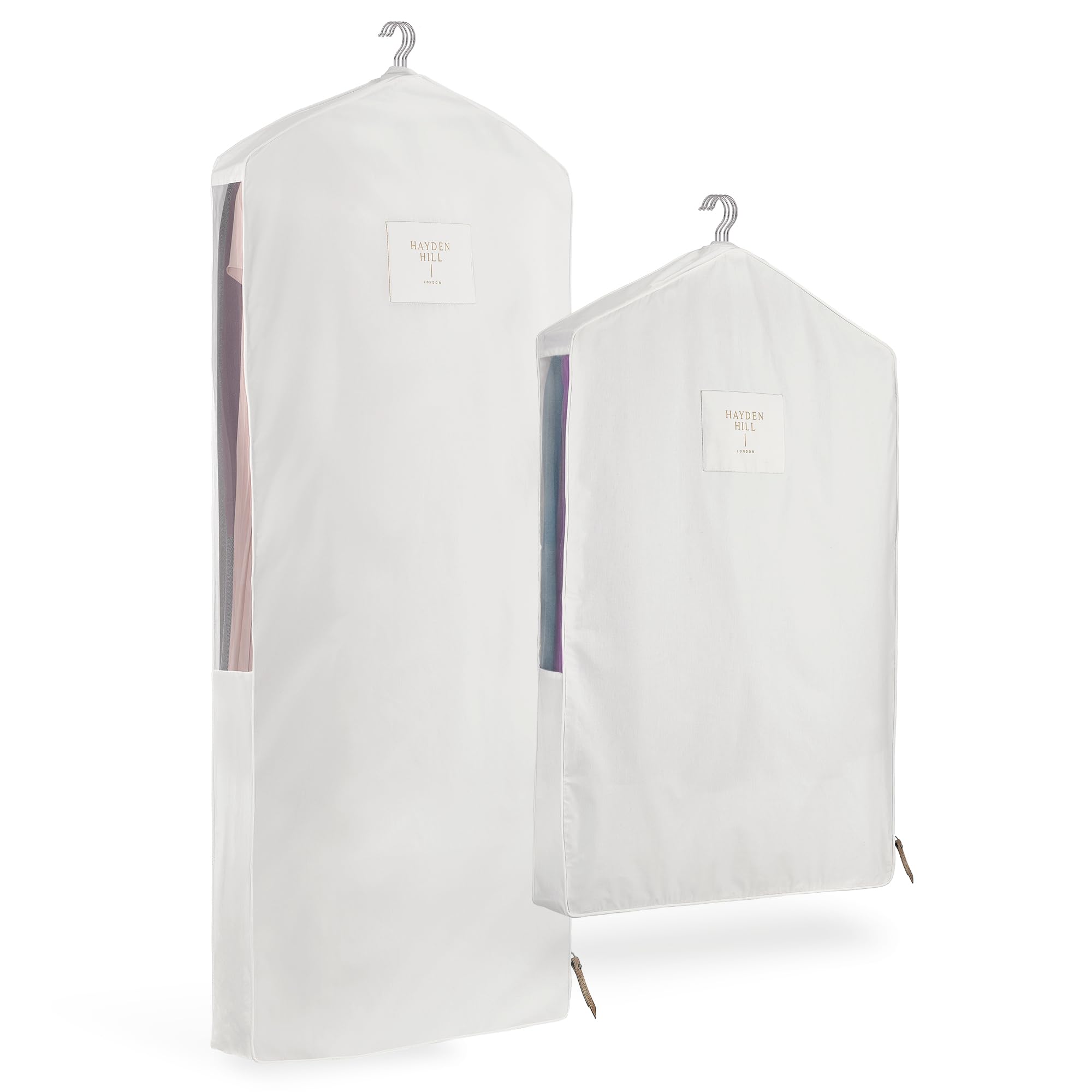 Hayden Hill Luxury Organic Cotton Garment Storage Bags - Long 58 Short 40 - Hanging Clothes Bag for