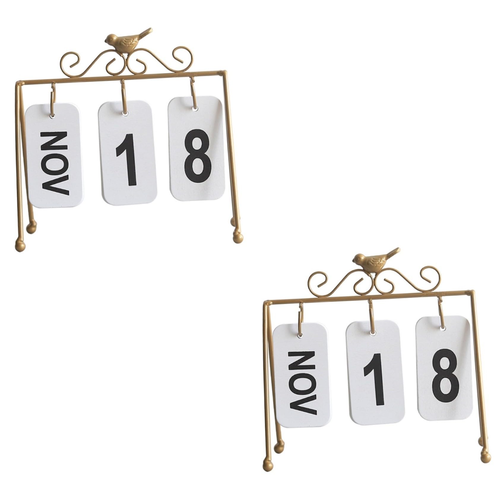 Ciieeo 2 Pezzi Robusto Calendario Da Tavolo in Ferro Calendario Perpetuo Decorativo Decorazione Ufficio Casa Calendario Artigianale in Ferro Accessorio Dorato