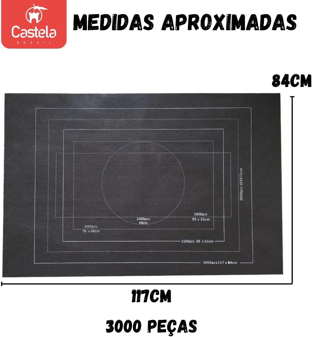Tapete Porta Quebra Cabeça Até 3000 Peças Sortido Guarda Fácil Castela (Não é possivel escolher)