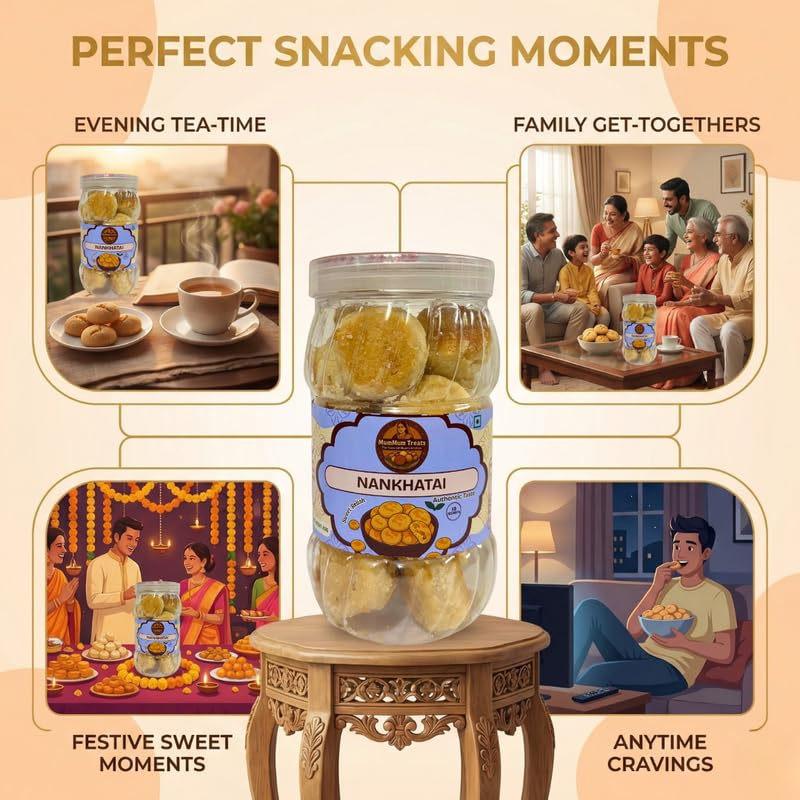 Image of MumMum Treats Nankhatai 250g | Traditional Indian Shortbread Cookies | Homemade Style Ghee Mithai