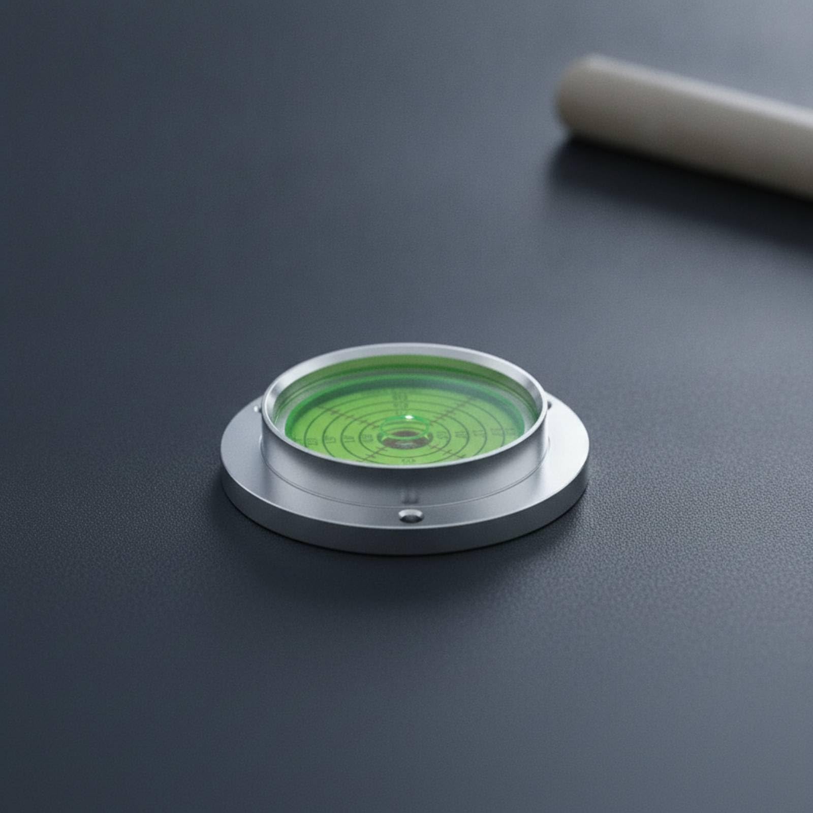 F Fityle Nivel de Burbuja Medidor con Escala Interna Grabada y Marcaciones Concéntricas Cuerpo Metálico Robusto con Flange de 80 Mm y Orificios de Montaje, Blanco, 0.5-2.5 Grados