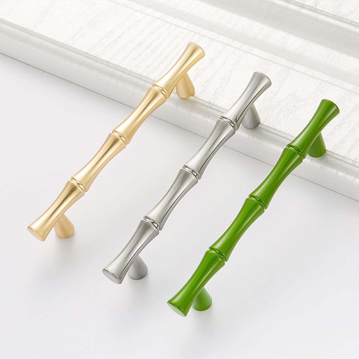 Gold Cabinet Handles 5"(128mm) Hole Centers Bamboo Shape Pulls for Dresser, Drawer, Decorative Furniture Accessories, Zinc Alloy, Pack of 4