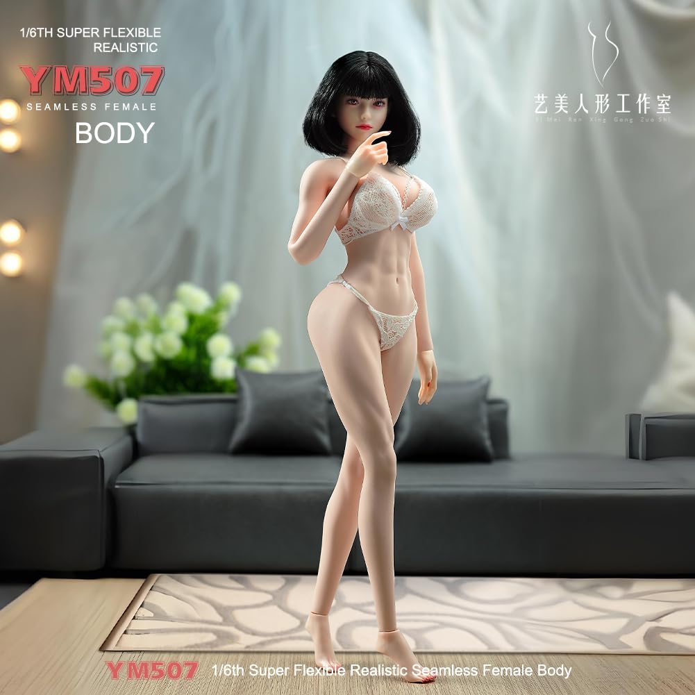 AMITD Statuetta da donna in scala 1/6, 30,5 cm, corpo pallido, scheletro in acciaio senza cuciture, per scena in miniatura fai da te