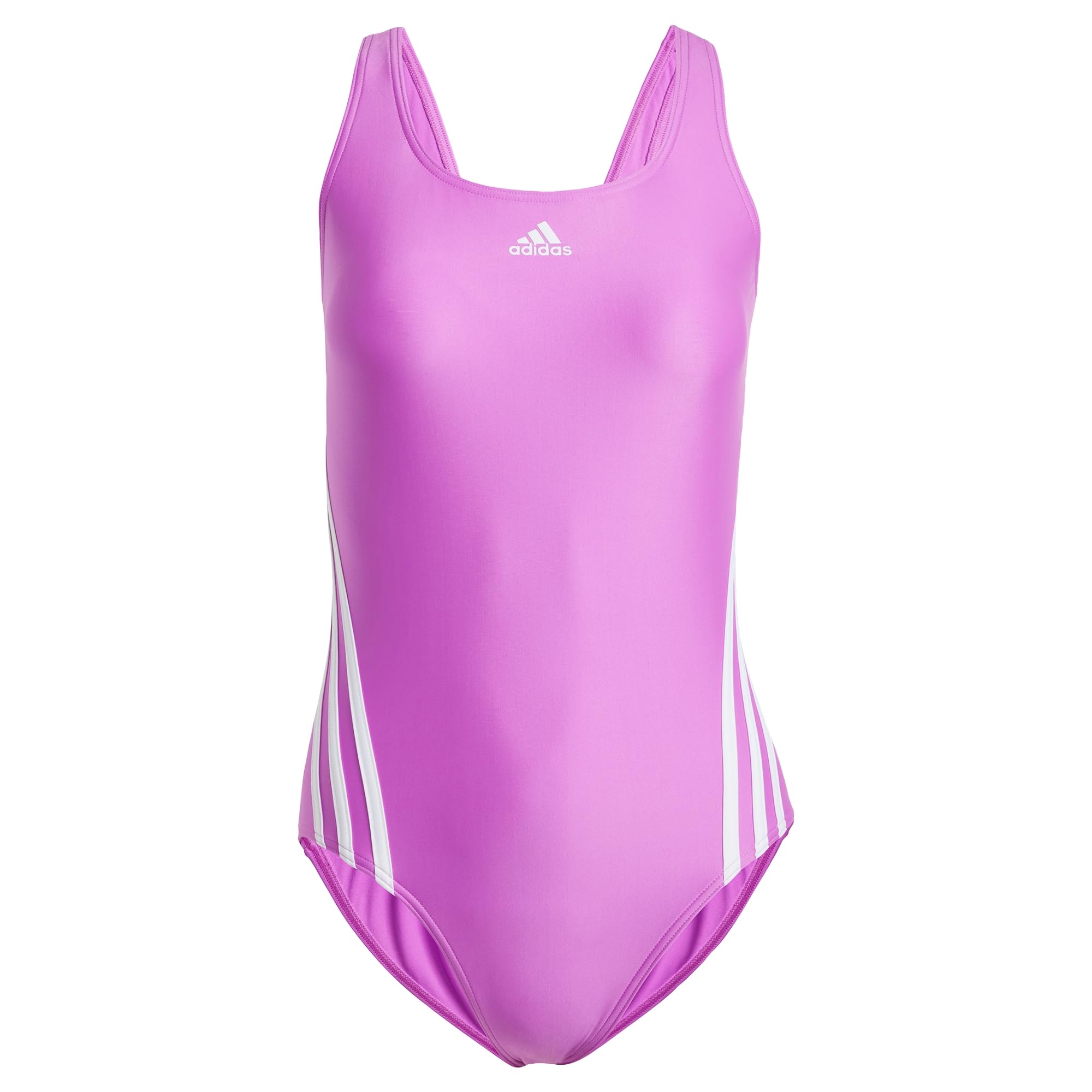 adidas Women's 3-Stripes Swimsuit, Purple Burst/White, 34