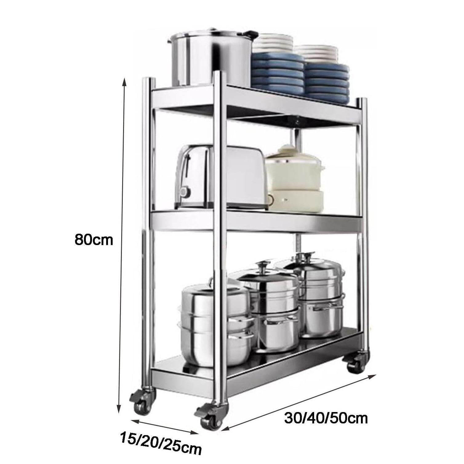 Carrello da cucina multiuso sottile in acciaio inox, carrello portaoggetti a 3/4/5 ripiani per bagno, piccoli spazi e frigoriferi, ideale per organizzare gli oggetti essenziali.
