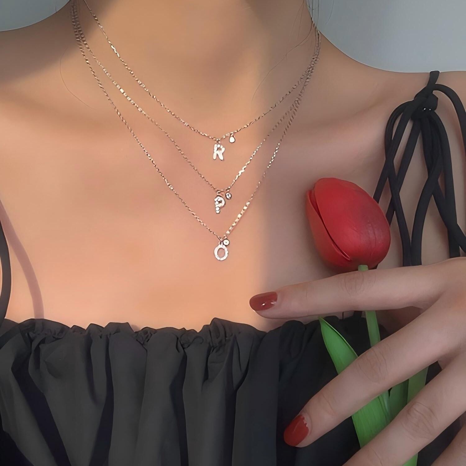 GUOYU 26 Collana Iniziale Lettera di Compleanno da Donne Ragazze, Collana con Lettera in Zirconi d'Argento Ciondolo, Personalizzazione Idee Regalo di Compleanno Celebrazione