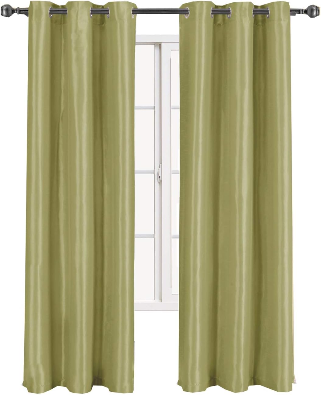 sheetsnthings Soho 42-Inch Wide x 84-Inch Long, Single Grommet Top Thermal Blackout Curtains, Sage