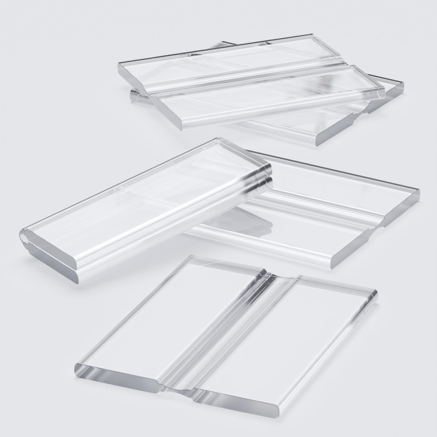 5 x 50mm Low Profile Flex Hinges, Flexible Living Hinges, Transparent, Continuous Acrylic Piano Hinges