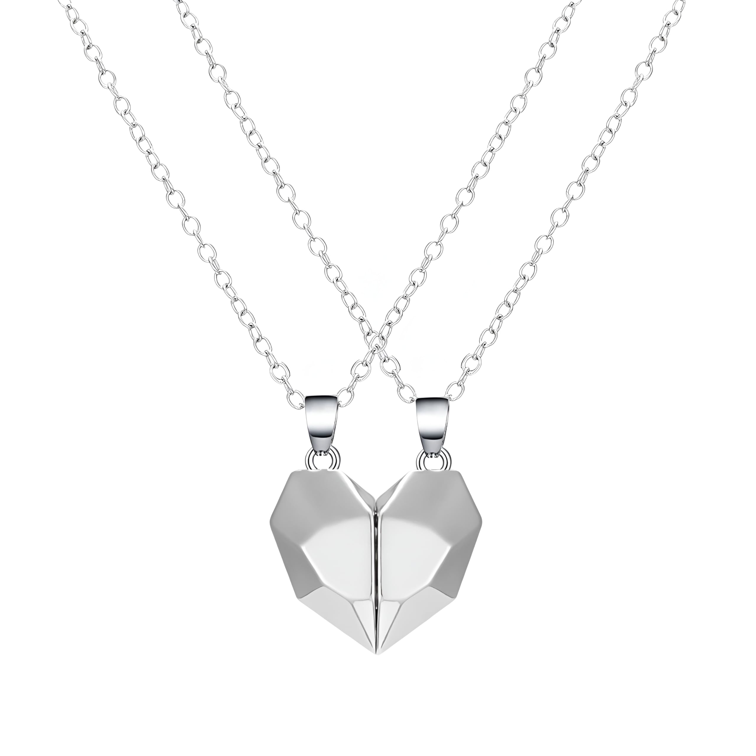QHQQXN HHRLCH Collar magnético de Plata de Ley 925 para Hombres y Mujeres, 2 Piezas/Juego de Collares para Parejas, atracción Entre Amantes, Collar con Colgante de imán de corazón, Collar de corazón