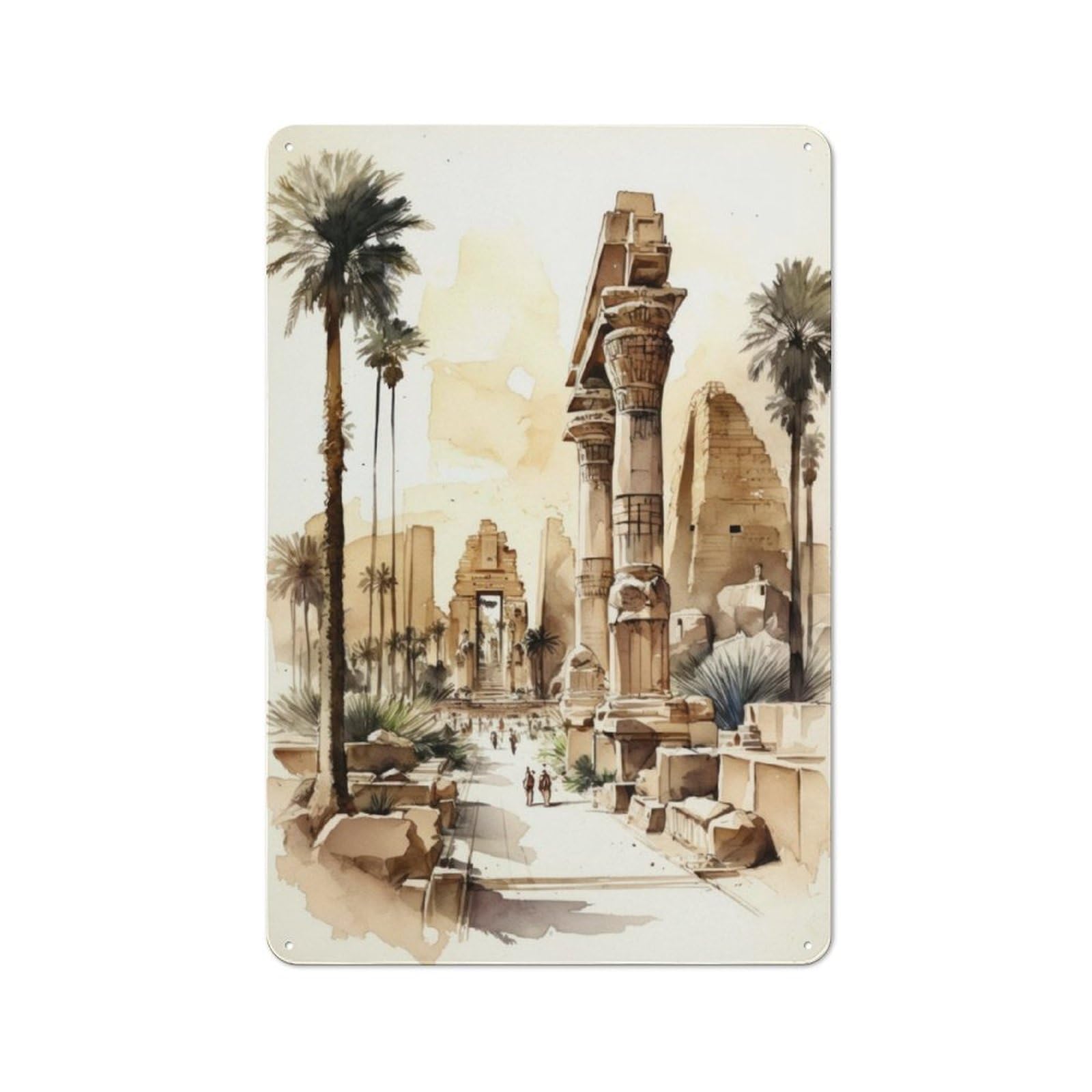 Junmoney The Karnak Temple Egypt Retro Retro Metal Sign 30X20cm Featuring Garage Wall Decor For Garage, Hobby Room, Office Or Man Cave