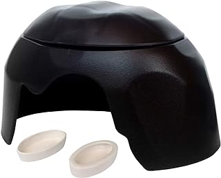 Reptile Hideout Cave Box with 2 Ceramic Sinks Fit for Snakes Lizards Chameleons Tree Frogs Geckos Small Tortoises and Other Small Reptiles (Coffee)