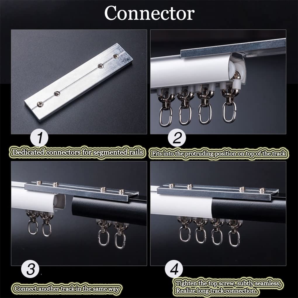 Tringle à Rideau Montage Au Plafond Ou Au Mur 1m-6m, Rail De Plafond Robuste Séparateur de Pièce en Aluminium Rail de Rideau, pour Salon Chambre(White-Wall,2.4m(2 * 1.2m))