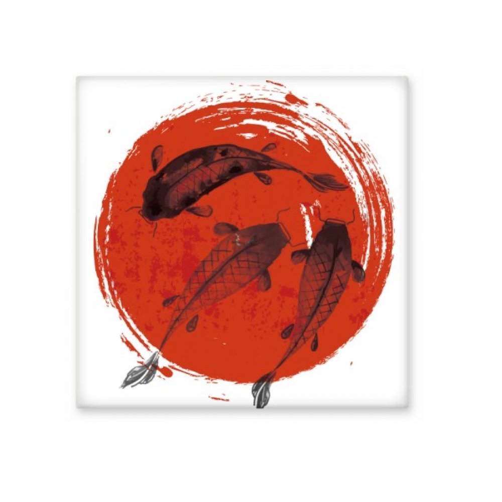 Carrelage cuisine et salle de bains motif carpe rouge japonaise