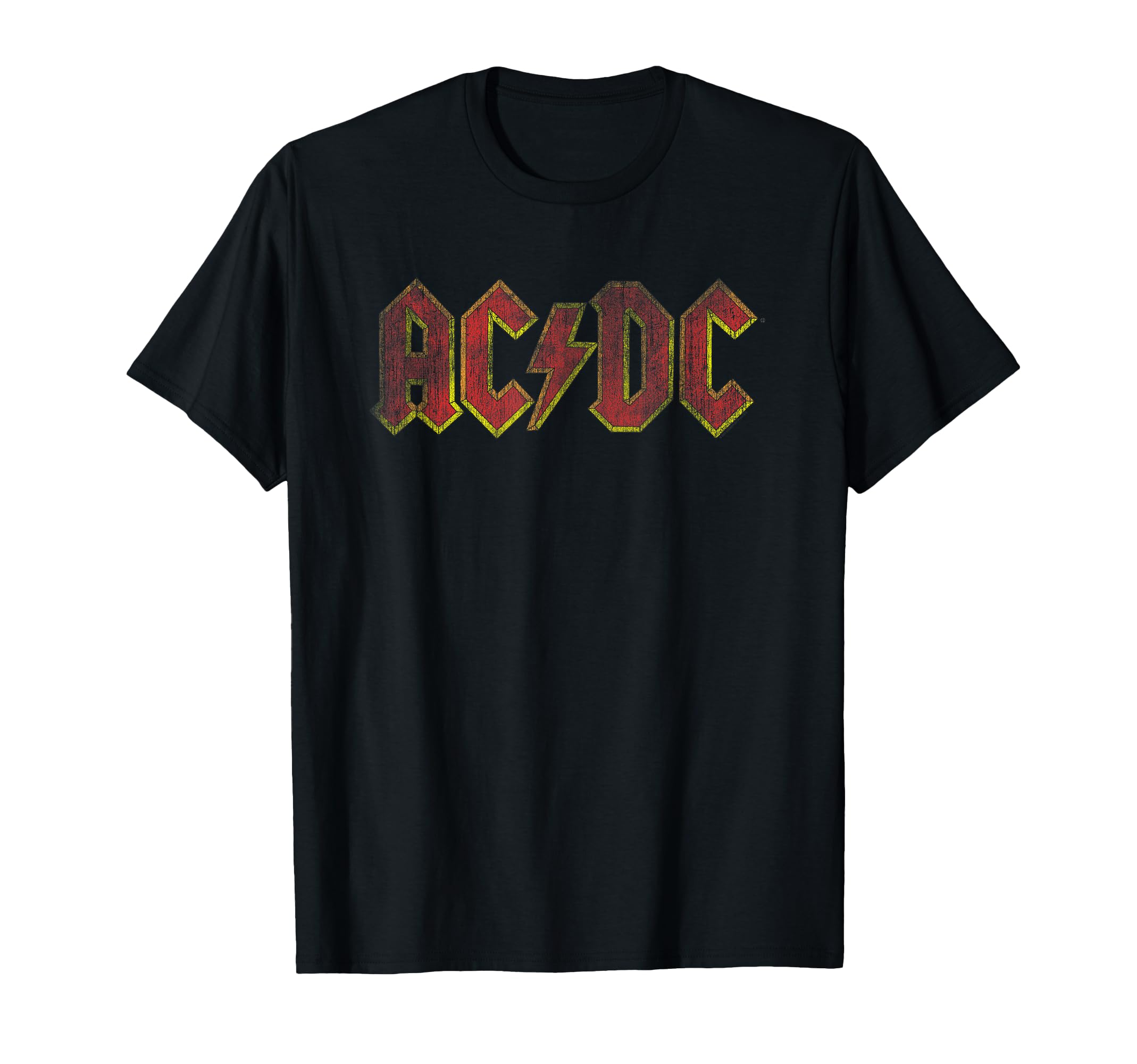 Official AC/DC Distressed Red Logo Band Vintage Roll T-Shirt