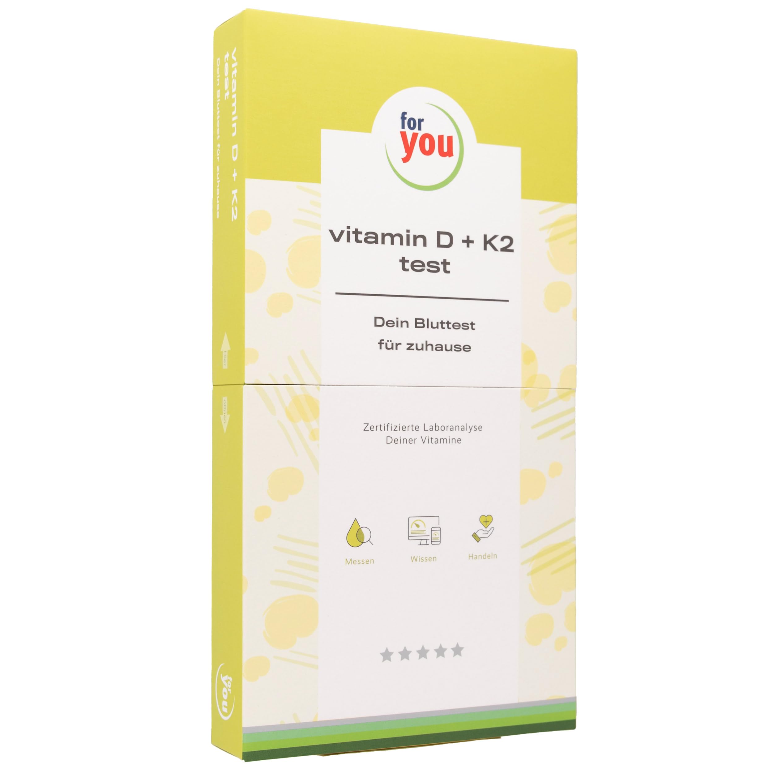 for you Vitamin D3 + K2 Test – Selbsttest für Zuhause – Vitamin D Spiegel messen – Bluttest Kit inkl. Laborauswertung & Ergebnisbericht – einfach & diskret