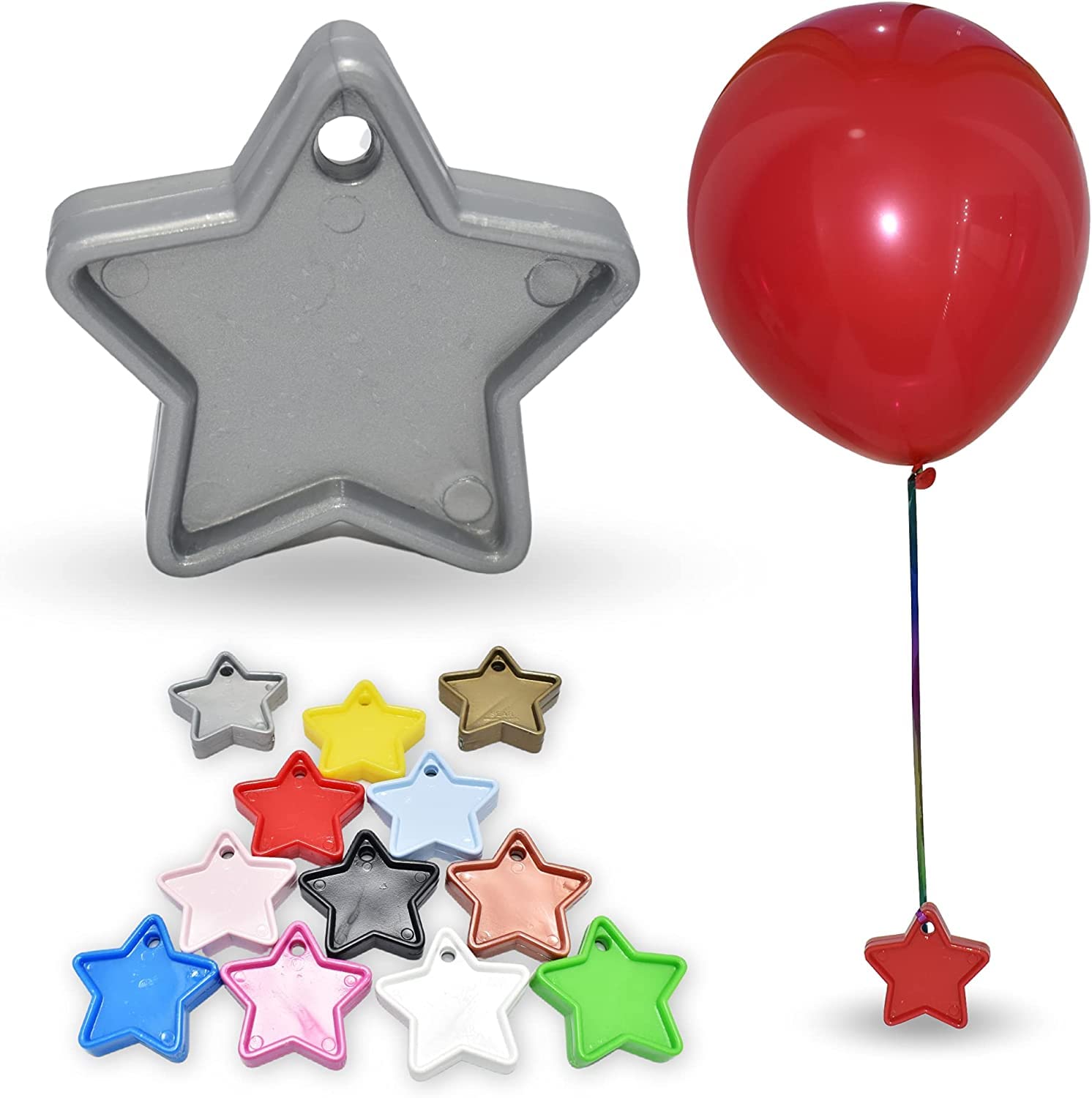Pannu Design Heavy Duty Star Shape Weights For Helium Balloons, Multi Colour Weights For Birthday Party Decoration, Baby Shower And Anniversary Pack of 25 (Silver)