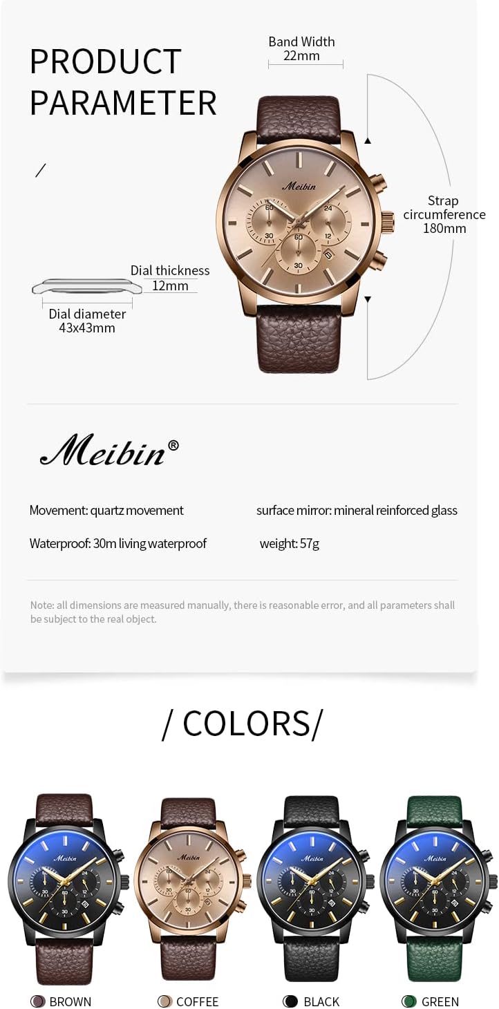 Leather Strap Waterproof Watch for Women - Quartz Casual Chronograph With Calendar - Women's Wrist Watch - Image 6