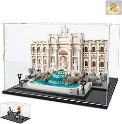 Vitrine Acrylique pour Collection pour 21062 Lego Fontaine Trevi pour 42179 Planète Terre Lune 72037 42691 Figurine, Boite Plexiglas Transparente Vitrines et Rangements, Noir Intérieur 40x20x30cm