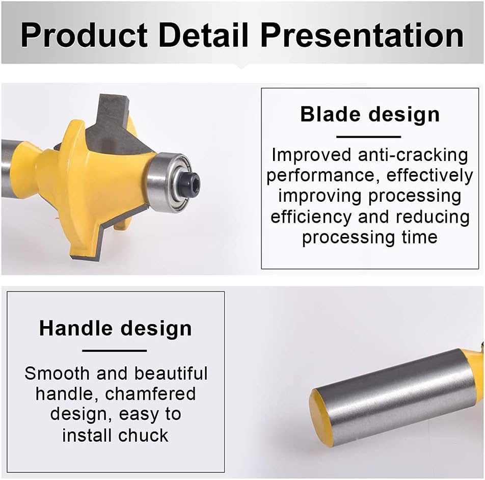 2Pcs 120 Degree 1/2 Inch Shank Tongue and Groove Router Bit Set Woodworking Groove Cutter Tool