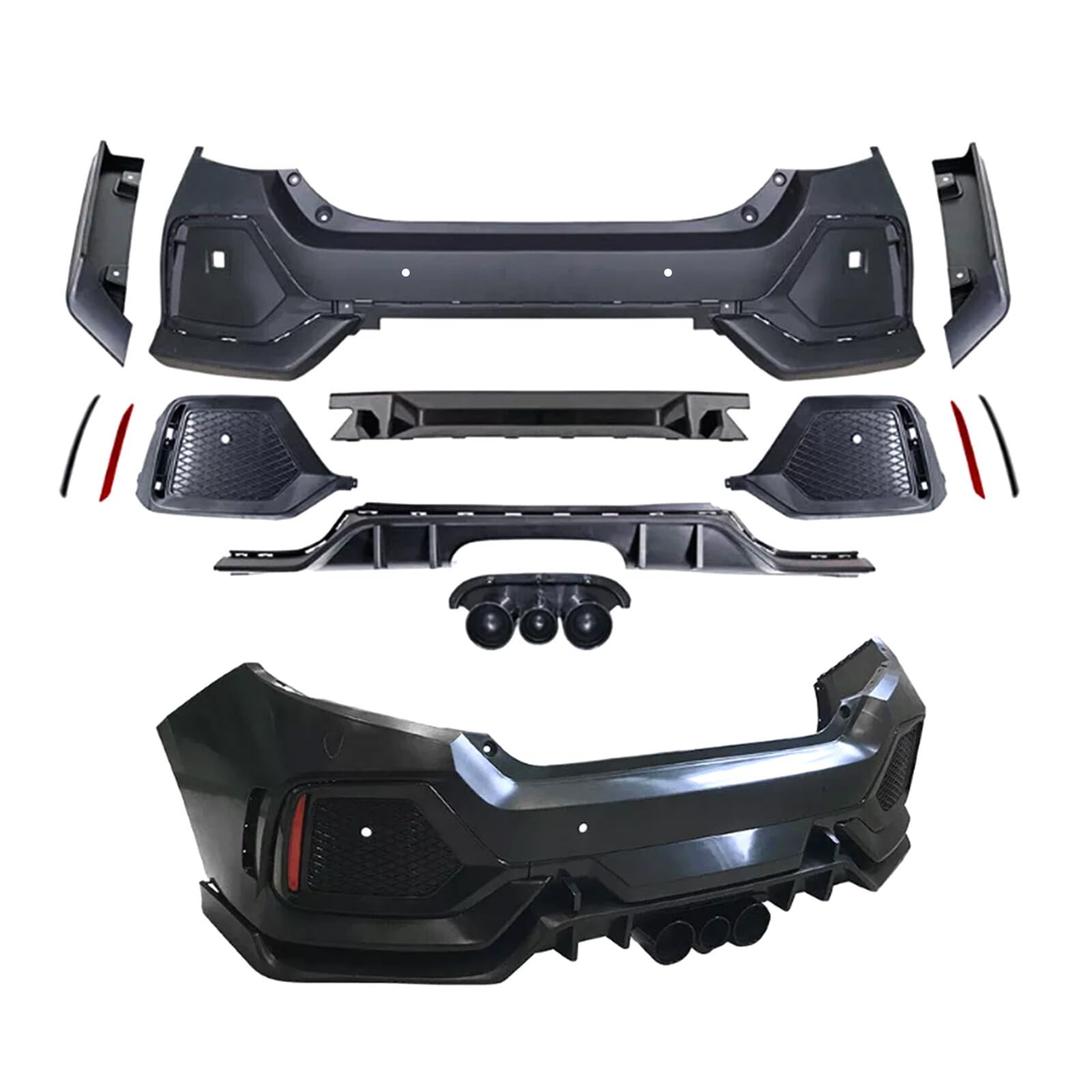 Type R Style Rear Bumper Cover Conversion Kit Compatible with 2016-2021 Hon-da Civic Upgrade to Type R Style - Will not fit original Type R models