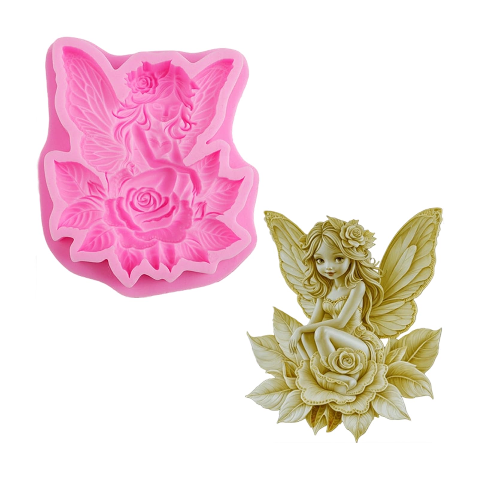 yanwuwa High Detail Fairies Silicone Mold for Baking Fondant Candle Making Cake Decorative Art Projects