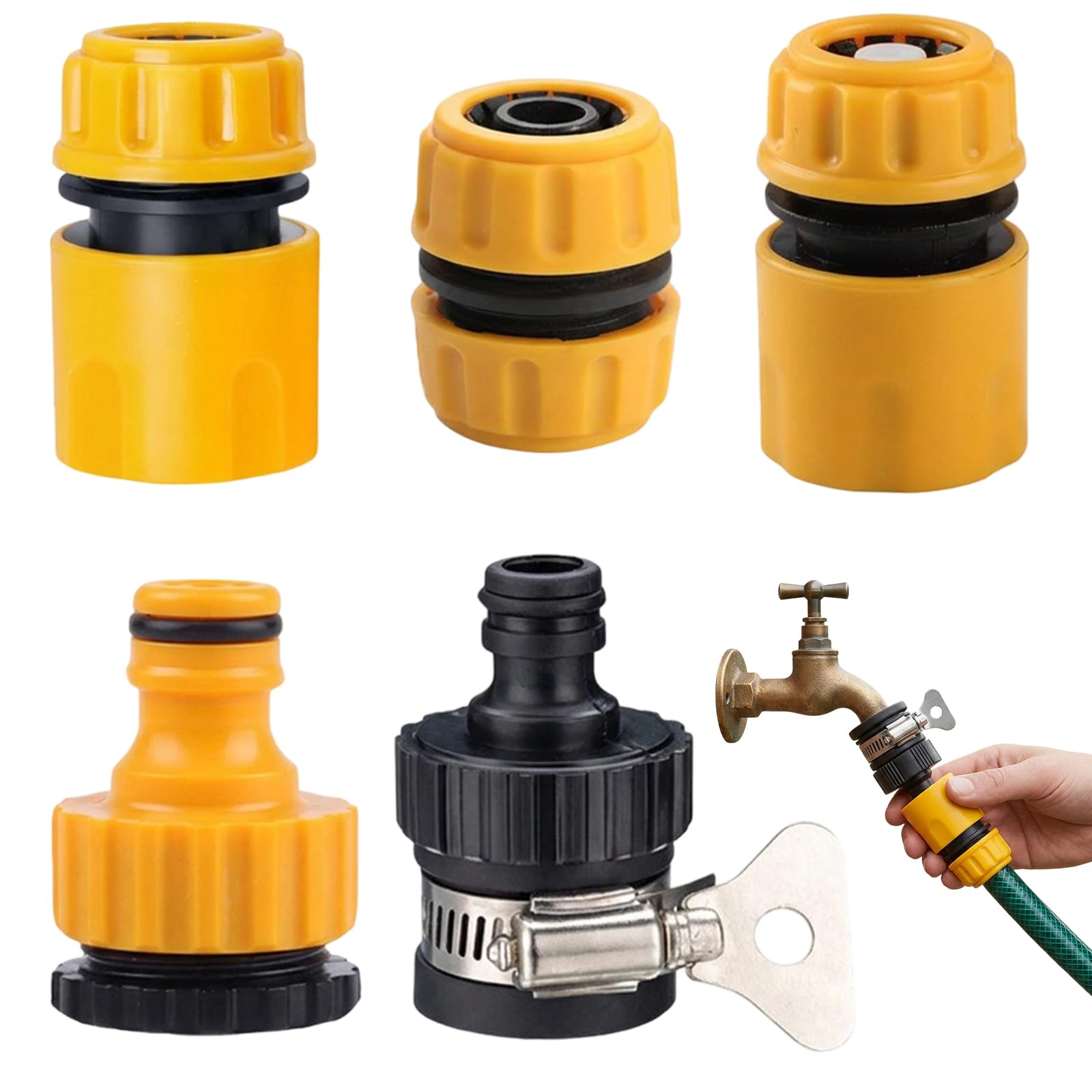 5Pcs Kitchen Tap Hose Connector, Tap Hose Connector, Universal Adapter Set, Flexible Plumbing Fittings for Household Taps, Durable Construction with Standard Thread Sizes