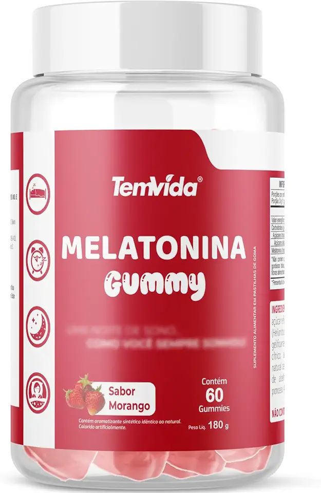 Melatonina Gummy Rapida absorção 0,21mg 60 Gomas Tem Vida