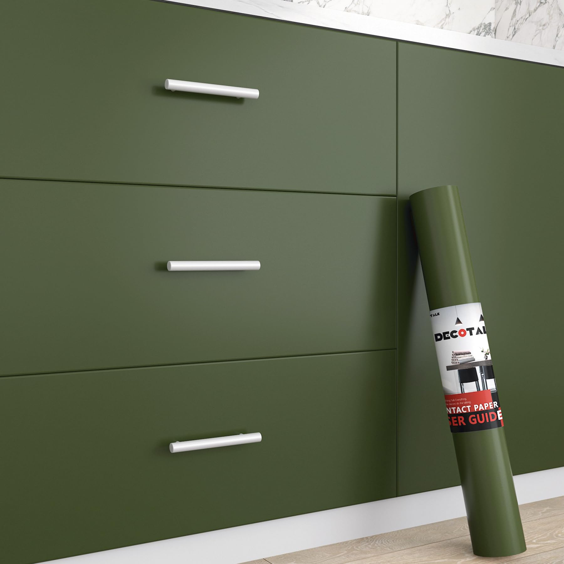 Decotalk Peel and Stick Wallpaper Green Wallpaper Removable 17.7"x120" Green Contact Paper for Cabinets and Drawers Olive Green Contact Paper for Desk Solid Green Wallpaper Self Adhesive Green Vinyl