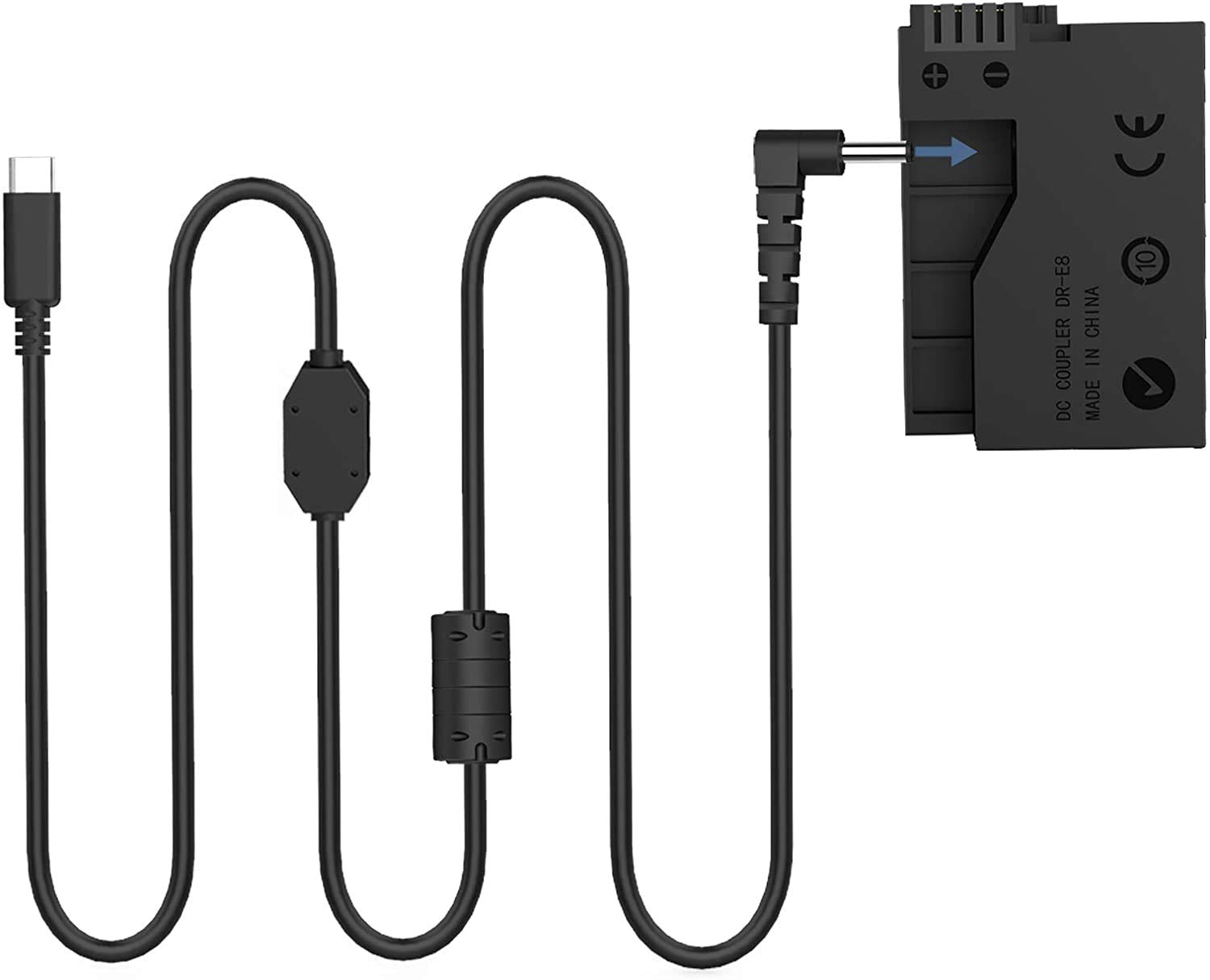 F1TPACK-E8 AC Power Adapter USB-C kit LP-E8 Camera Dummy Battery DR-E8 DC Coupler Charger Set External Battery for Canon EOS Rebel T5i T4i T3i T2i Kiss X7 X6 X5 X4 700D 650D 600D 550D.