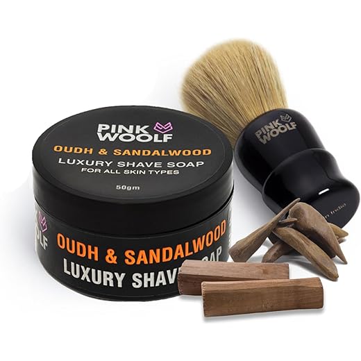 Pink Woolf Shaving Brush & Soap Set